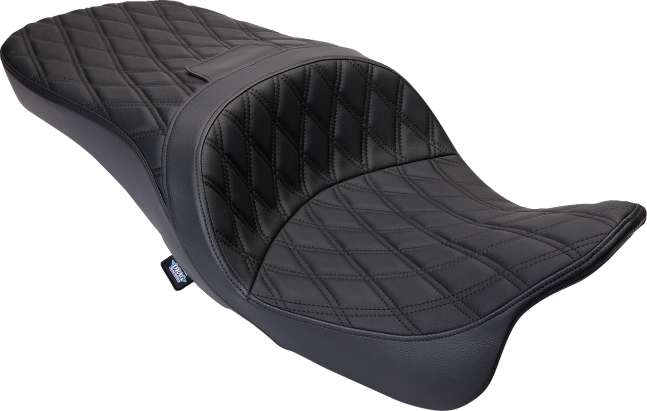 DRAG SPECIALTIES Freedom Seat - Vinyl - Double Diamond Black Stitch - FLH '09-'23 0801-1481