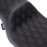 Thumbnail for DRAG SPECIALTIES Predator 2Up Seat - Vinyl - Double Diamond Black Stitch - w/o Backrest - FLH '08-'23 0801-1490
