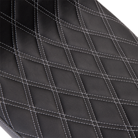 Thumbnail for DRAG SPECIALTIES Predator 2Up Seat - Vinyl - Double Diamond Silver Stitch - w/o Backrest - FLH '08-'23 0801-1492