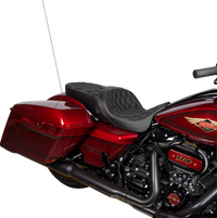 Thumbnail for DRAG SPECIALTIES Freedom Seat - Vinyl - Double Diamond Silver Stitch - FLH '09-'23 0801-1482