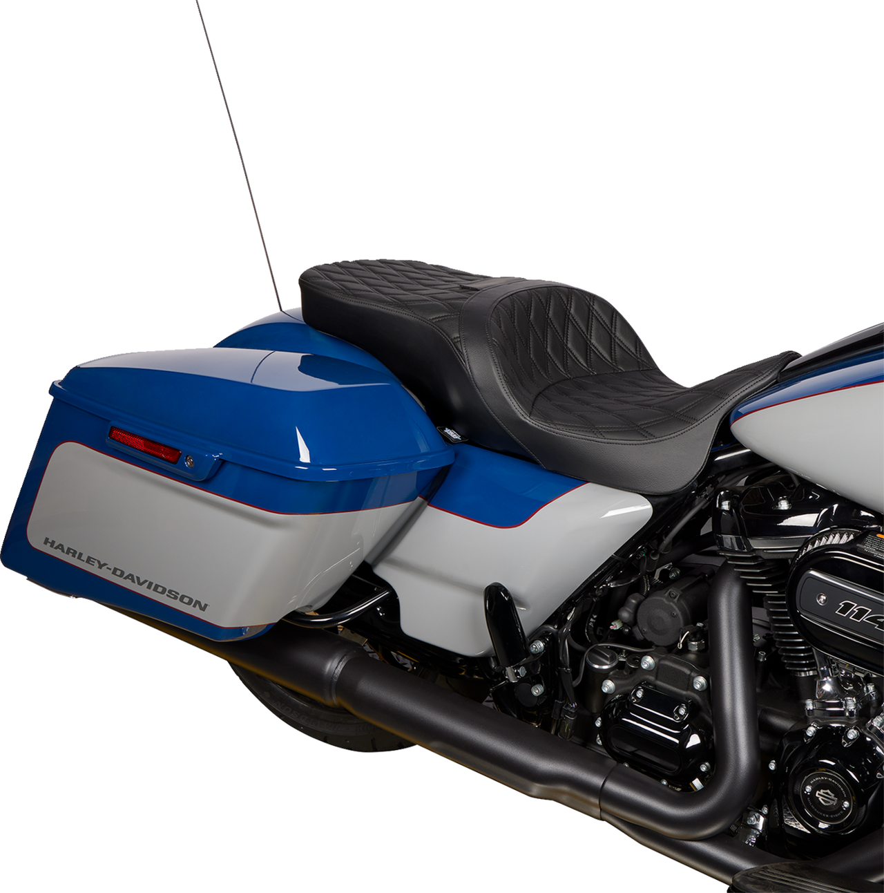 DRAG SPECIALTIES Freedom Seat - Vinyl - Double Diamond Black Stitch - FLH '09-'23 0801-1481