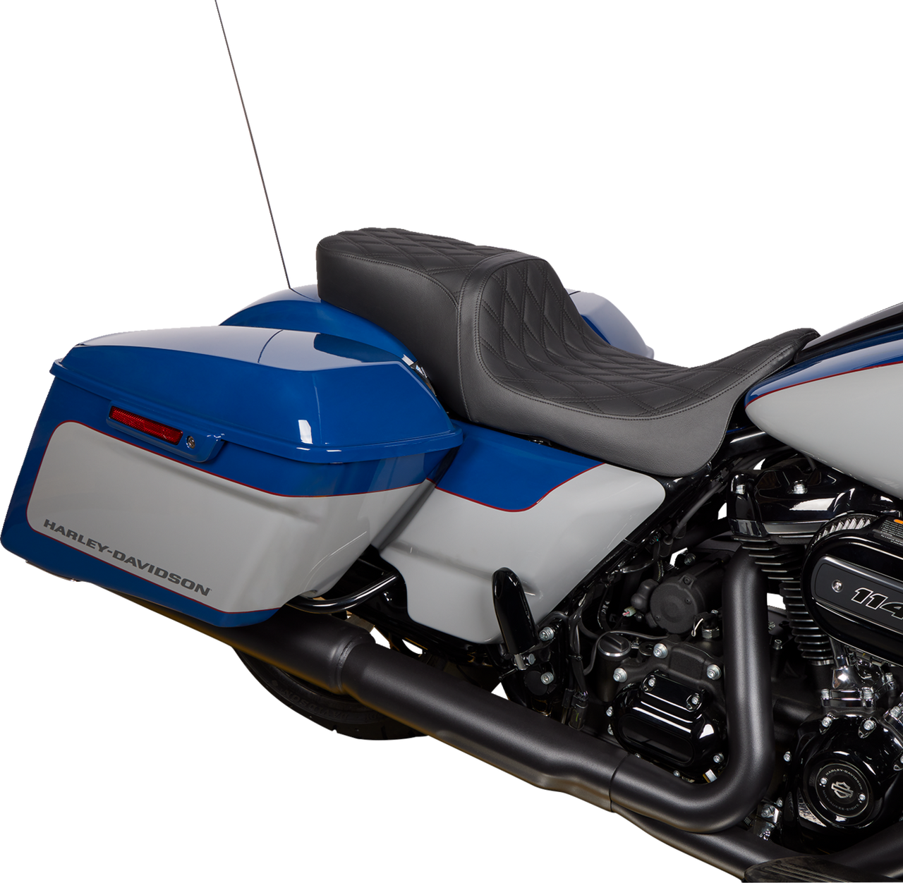 DRAG SPECIALTIES Predator 2Up Seat - Vinyl - Double Diamond Black Stitch - w/o Backrest - FLH '08-'23 0801-1490