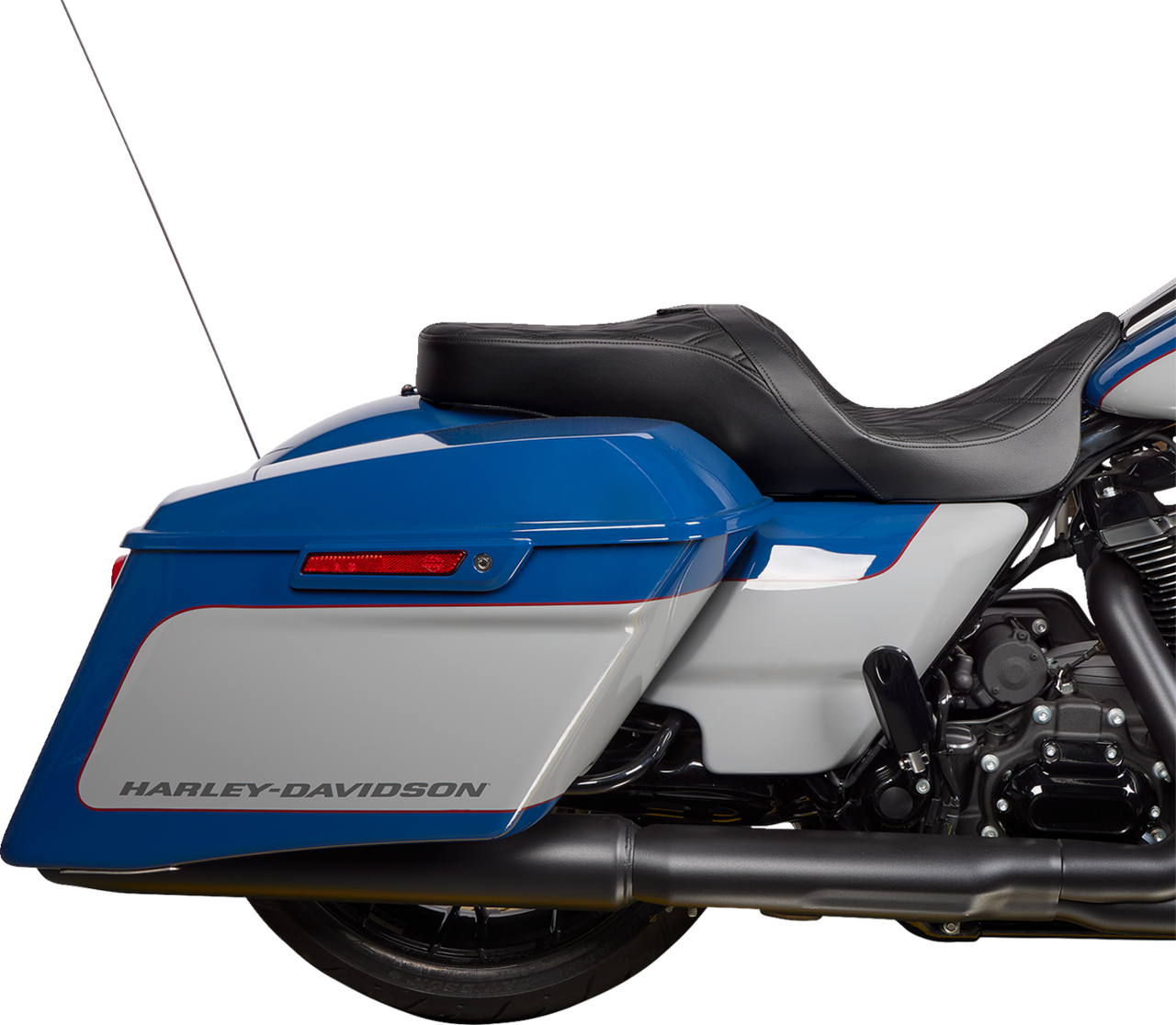 DRAG SPECIALTIES Freedom Seat - Vinyl - Double Diamond Black Stitch - FLH '09-'23 0801-1481