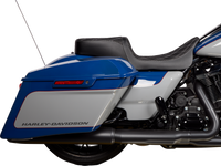 Thumbnail for DRAG SPECIALTIES Predator 2Up Seat - Vinyl - Double Diamond Silver Stitch - w/o Backrest - FLH '08-'23 0801-1492