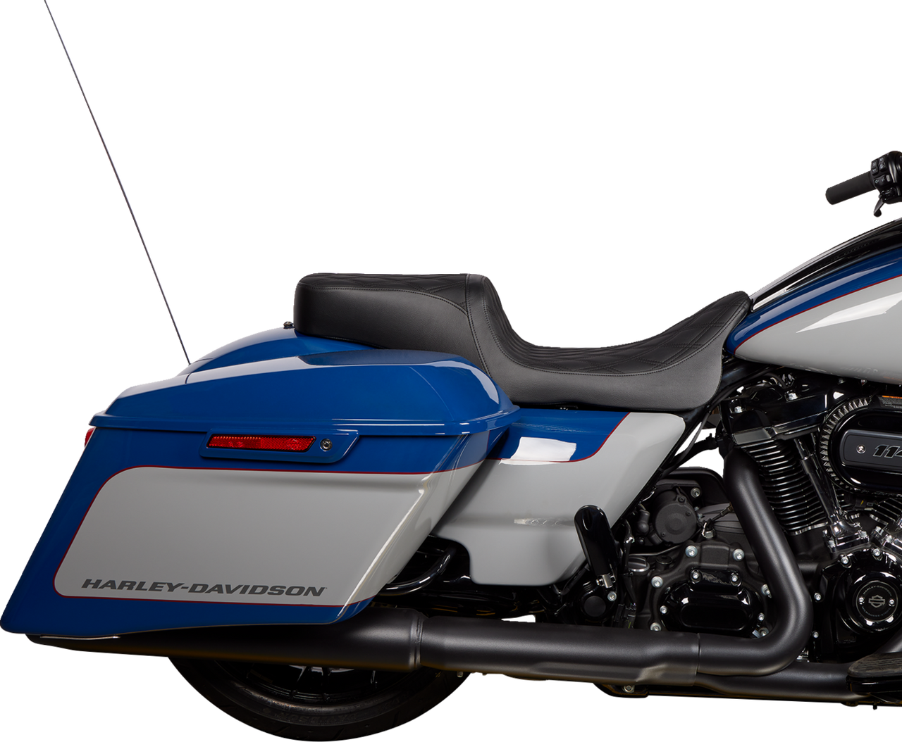 DRAG SPECIALTIES Predator 2Up Seat - Vinyl - Double Diamond Black Stitch - w/o Backrest - FLH '08-'23 0801-1490