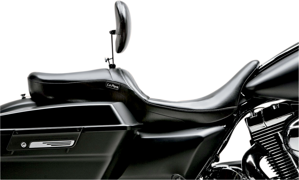 LE PERA Maverick Seat - With Backrest - Smooth - Black - FL '08-'23 LK-957BRS