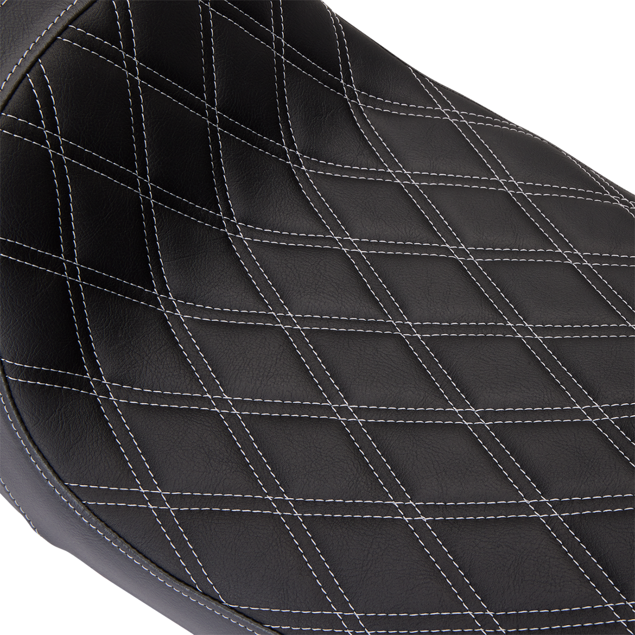 DRAG SPECIALTIES Predator 1Up Seat - Vinyl - Double Diamond Silver Stitch - FLH '08-'23 08011489