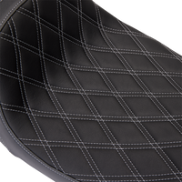 Thumbnail for DRAG SPECIALTIES Predator 1Up Seat - Vinyl - Double Diamond Silver Stitch - FLH '08-'23 08011489