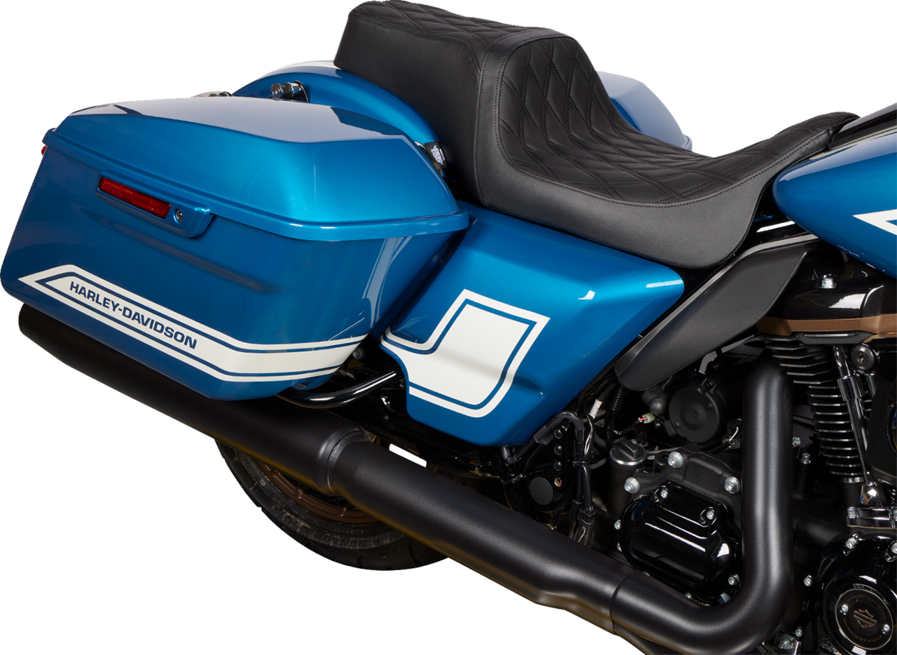 DRAG SPECIALTIES Predator 1Up Seat - Vinyl - Double Diamond Black Stitch - FLH '08-'23 0801-1483