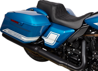 Thumbnail for DRAG SPECIALTIES Predator 1Up Seat - Vinyl - Double Diamond Black Stitch - FLH '08-'23 0801-1483