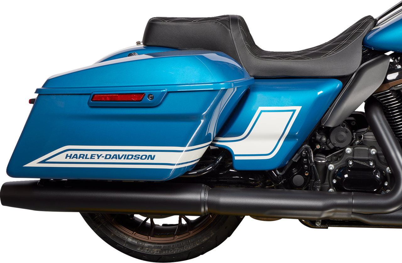 DRAG SPECIALTIES Predator 1Up Seat - Vinyl - Double Diamond Silver Stitch - FLH '08-'23 08011489