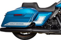 Thumbnail for DRAG SPECIALTIES Predator 1Up Seat - Vinyl - Double Diamond Silver Stitch - FLH '08-'23 08011489
