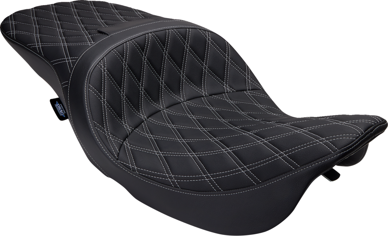 DRAG SPECIALTIES Freedom Seat - Vinyl - Double Diamond Silver Stitch - FLH '97-'07 08011506-4676C