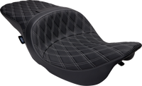 Thumbnail for DRAG SPECIALTIES Freedom Seat - Vinyl - Double Diamond Silver Stitch - FLH '97-'07 08011506-4676C