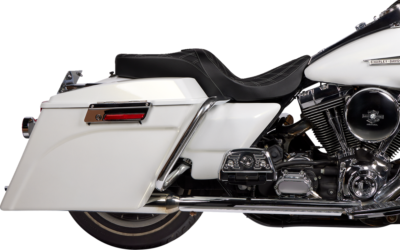 DRAG SPECIALTIES Freedom Seat - Vinyl - Double Diamond Silver Stitch - FLH '97-'07 08011506-4676C