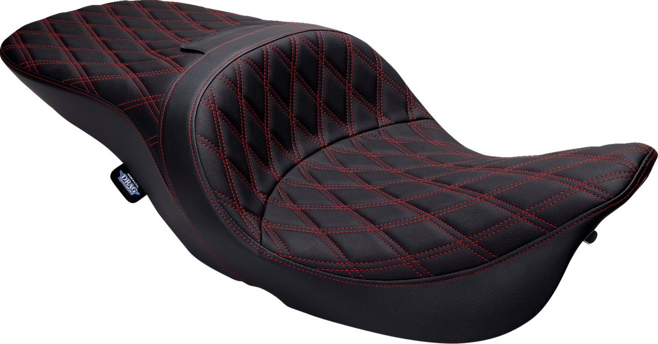 DRAG SPECIALTIES Freedom Seat - Vinyl - Double Diamond Red Stitch - FLH '97-'07 08011507-4676D