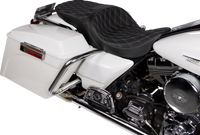 Thumbnail for DRAG SPECIALTIES Freedom Seat - Vinyl - Double Diamond Silver Stitch - FLH '97-'07 08011506-4676C