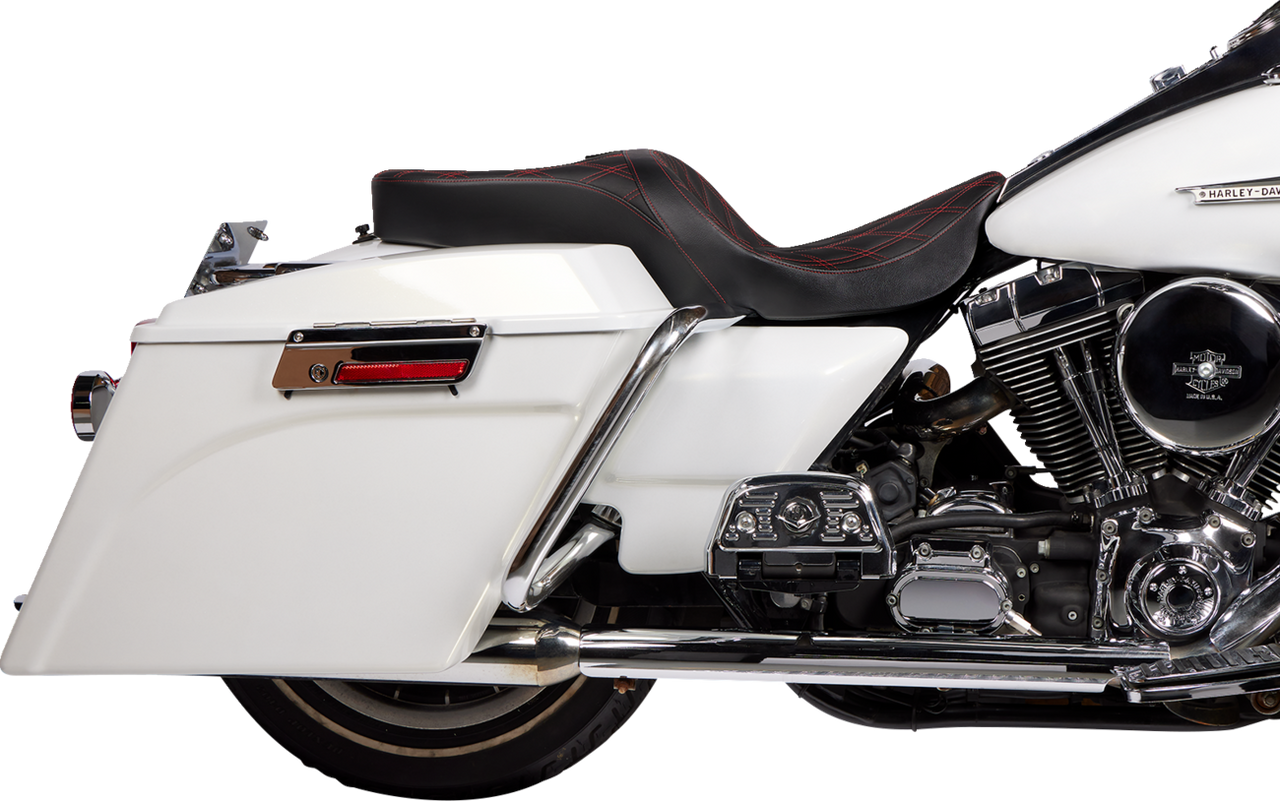 DRAG SPECIALTIES Freedom Seat - Vinyl - Double Diamond Red Stitch - FLH '97-'07 08011507-4676D