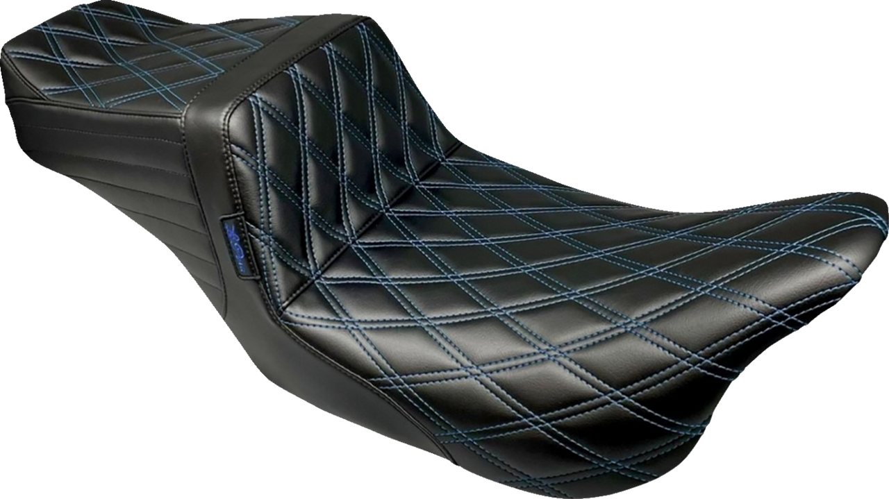 LE PERA Tailwhip Seat - Double Diamond w/ Blue Thread - Black - FLH/FLT '08-'23 LK-587DD-BLUE