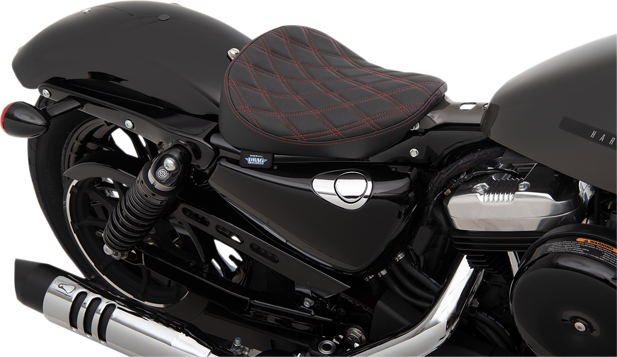 DRAG SPECIALTIES Bobber Solo Seat - Double Diamond - Red Stitch - '10-'22 XL 0804-0741