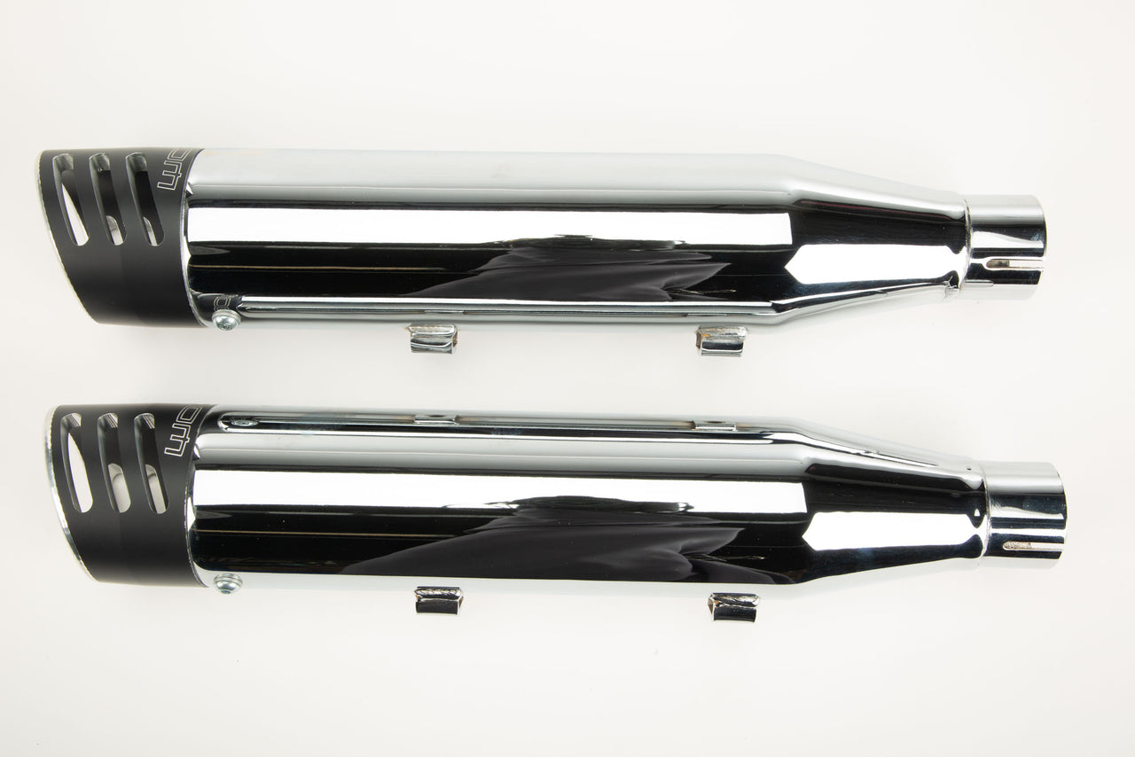 3 1/4" Racing Slip Ons Chrome W/Black Tip Sportster