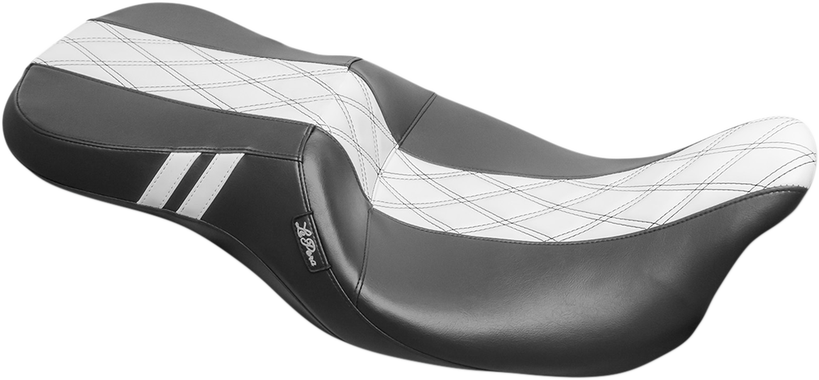 LE PERA Outcast Daddy Long Legs Seat - 2Up - w/o Backrest - Black w/ White Double Diamond Inlay - FL '08-'22 LK-997DLGT1