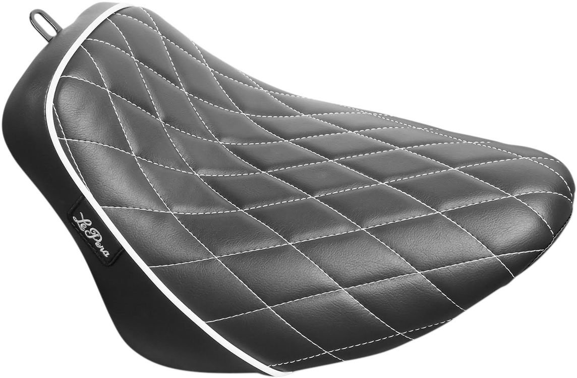 LE PERA Bare Bones Solo Seat - Diamond Stitch w/ White Stitching/Piping - Black - Softail '18-'23 LYX-007DMWTP