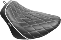 Thumbnail for LE PERA Bare Bones Solo Seat - Diamond Stitch w/ White Stitching/Piping - Black - Softail '18-'23 LYX-007DMWTP