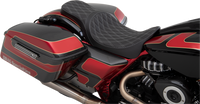 Thumbnail for DRAG SPECIALTIES Forward Positioned Predator 2-Up Seat - Double Diamond - Silver Stitched - FL '08-'22 0801-1266