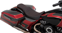 Thumbnail for DRAG SPECIALTIES Forward Positioned Predator 2-Up Seat - Double Diamond - Red Stitched - FL '08-'22 0801-1267