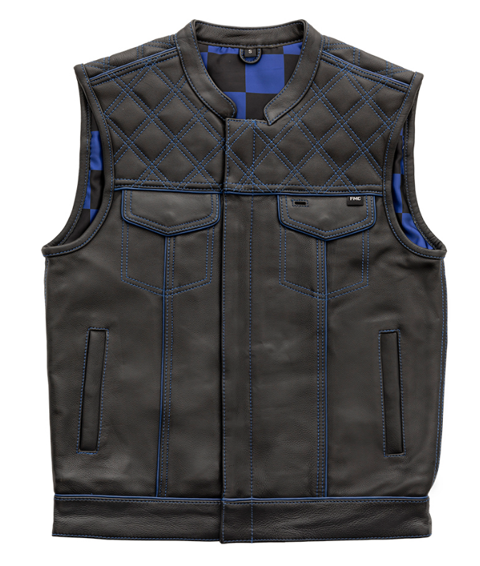 Blue Checker Motorcycle Vest