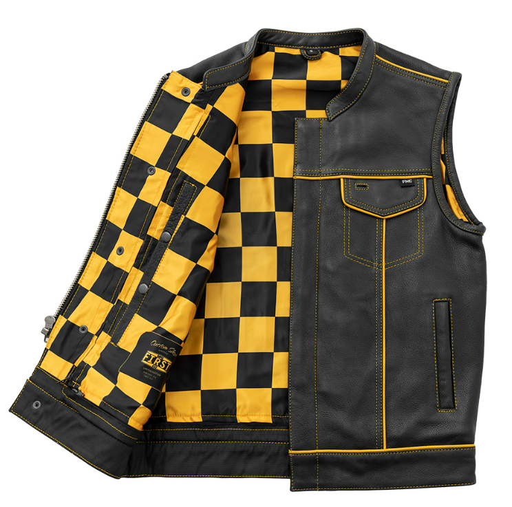 Gold Checker Motorcycle Vest