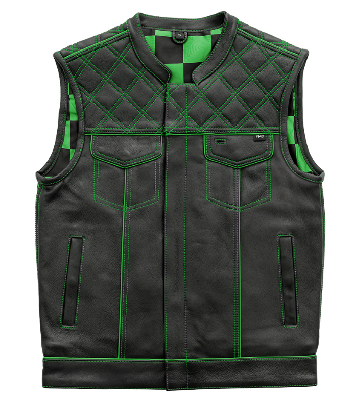 Green Checker Motorcycle Vest
