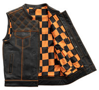 Thumbnail for Orange Checker Motorcycle Vest