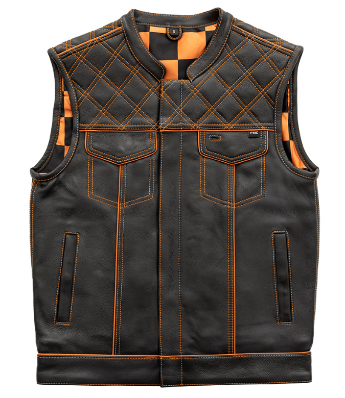 Orange Checker Motorcycle Vest