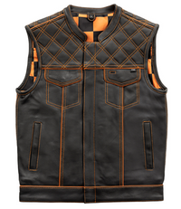 Thumbnail for Orange Checker Motorcycle Vest