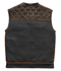 Thumbnail for Orange Checker Motorcycle Vest