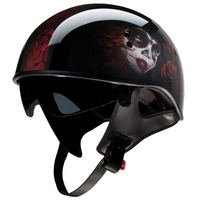 Thumbnail for Vagrant Motorcycle Helmet - Red Catrina - Black