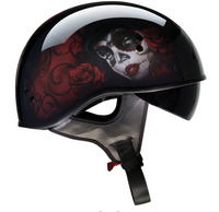 Thumbnail for Vagrant Motorcycle Helmet - Red Catrina - Black