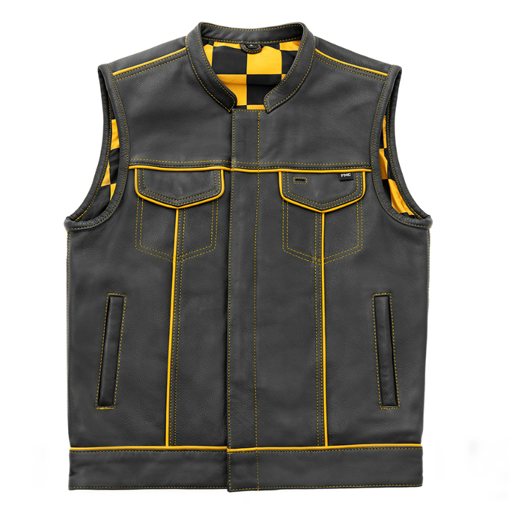 Gold Checker Motorcycle Vest