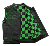 Thumbnail for Green Checker Motorcycle Vest