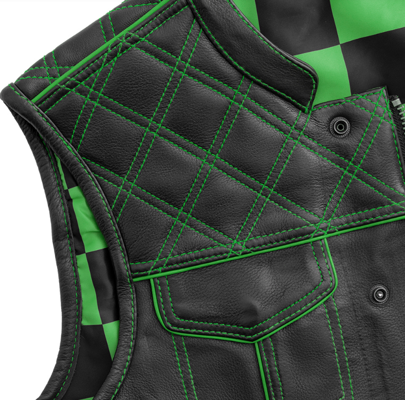 Green Checker Motorcycle Vest