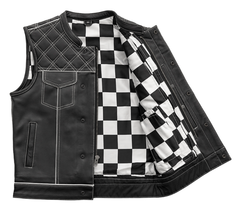 White Checker Motorcycle Vest