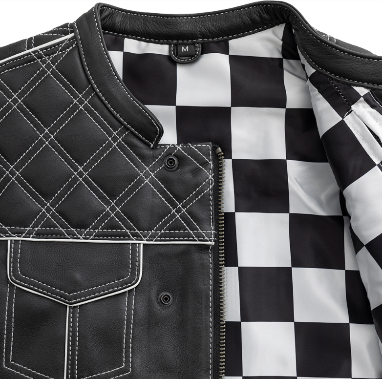 White Checker Motorcycle Vest